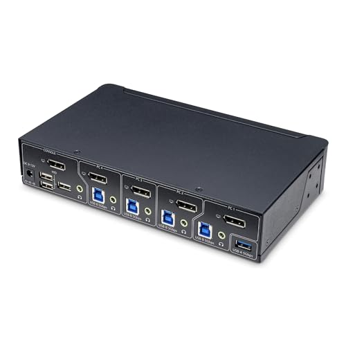 Image of StarTech 4-Port DisplayPort KVM Switch, Single 4K 60Hz, USB 3.0 Hub, TAA