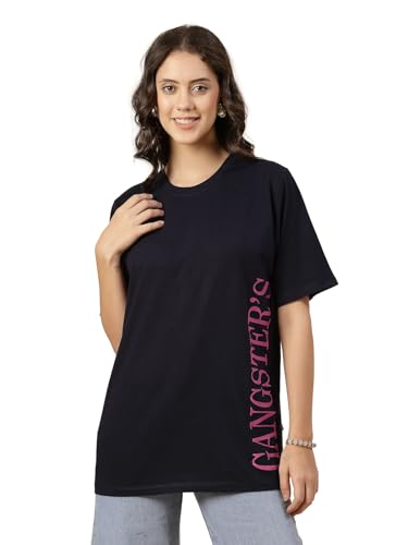 Image of Rigo Back Printed Half Sleeves Round Neck Oversized T-Shirt for Women | Drop Shoulder T-Shirt for Women | Loose Baggy Fit T-Shirt for Women /Girls