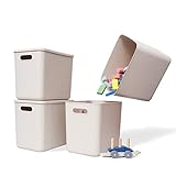 Yishyfier Plastic Storage Baskets With Lid Organizing Container Lidded Knit Storage Organizer Bins for Shelves Drawers Desktop Closet Playroom...
