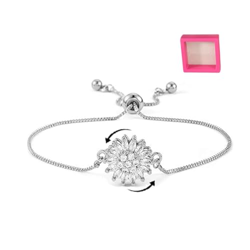 Sunflower Fidget Bracelet for Women Spinning Sunflower Mood Bracelet Adjustable Flower Anxiety Bracelets Worry Relieving Jewelry Gifts