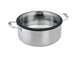Black Cube Stainless Steel 7.5 QT Stockpot With Lid, 3 Ply Professional Grade Steel 11-inch Pot, Sliver, Dishwasher Safe.