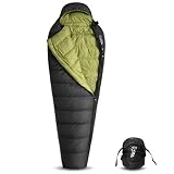 ATEPA 0 Grad Mumienschlafsack, Daunenschlafsack Für Erwachsene, 4-Jahreszeiten Warm, Wasserabweisend, Komfort 6℃ / Limit 1℃, Ideal Für Camping, Reisen & Outdoor, Schwarz
