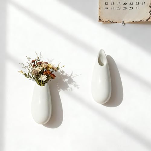 Vase mural pour plantes succulentes en céramique blanche moderne - 7