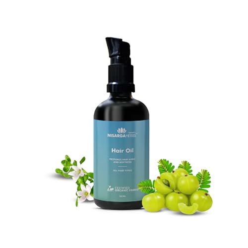 Image of Nisarga Herbs Ayurvedic Hair Growth & Anti-Hair Fall Oil (100ml) - Natural Scalp Nourishment with Amla, Neem, Hibiscus & Bhringraj - Restores Shine & Strengthens Roots for Men & Women