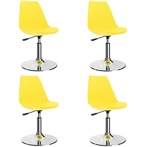 vidaXL 4X Esszimmerstuhl Drehbar Höhenverstellbar Küchenstuhl Stuhl Wohnzimmerstuhl Stühle Essstuhl Drehstuhl Lehnstuhl Gelb Kunstleder Cover
