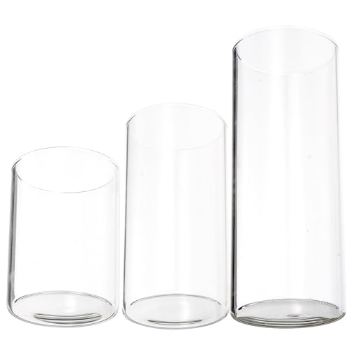Baluue 3 Pack Glass Candle Holders Clear Cylinder Candle Holder Cups for Pillar Candles Home Wedding Party Table Decoration
