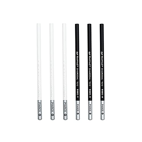 TAMATA 6Pcs Black White Color Pencils - Permanent Color Drawing Pencil Oil-based Wooden Colored Pencils for Artist and Beginner Art Projects, 2 Colors of 3 White,3 Black,6 Count (Pack of 1)