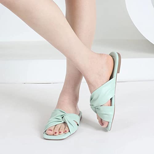 Musshoe Flat Sandals For Women Comfortable Sandals Women Dressy Summer Flat Green 8 #TOP4