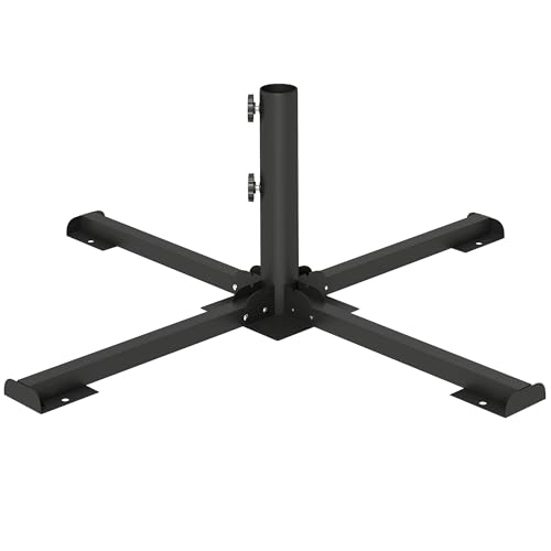 Outsunny Pied de Parasol Croisée Pliable en Acier, Support de Parasol Croisé pour Mât de 38 et 48 mm, Base de Parasol pour Jardin Plage Patio Sapin de...