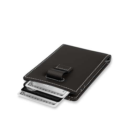 Image of Kings Loot Money Clip Slim Minimalist Wallet for Men - RFID Blocking Leather Design with Money Clip - Front Pocket Bifold Holds 12 Cards - Stylish & Compact Wallets (Onyx Black)