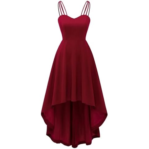 DRESSTELLS Burgundy Bridesmaid Dress, Hi Low Dress for Women, Spaghetti Strap Cocktail Dress Burgundy L Cover