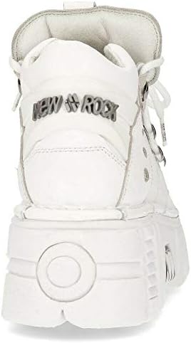 New Rock 106N-S8 Men's Tower 100% White Leather Goth Platform Punk Fashion Ankle Boots Shoe 6.5 | Image 6