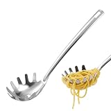 Cuchara de espagueti，Qiundar 2 PCS cuchara de acero inoxidable Servidor para pasta cuchara para espaguetis Tenedor Noddle Resistente al calor