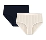 Lot de 2 culottes taille haute en côte 1x1 ajourée, une matière douce, légère et ultra confortable
