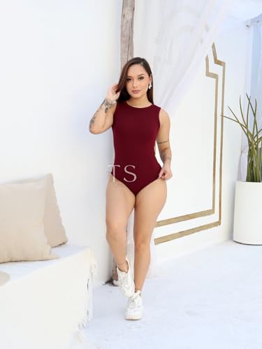 Body Feminino Regata Canelada Moda Blogueira Verão (VINHO, TAM UNICO 36 A 42)