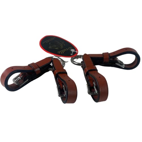Exselle Elite Medium Brown Ringed Bit Converter - Horse Bit Converter for Equestrians, Horse Tack Accessory, Leather with Stainless Steel Ring and Buckle, Pelham Rounding, Converts to One-Rein Bits