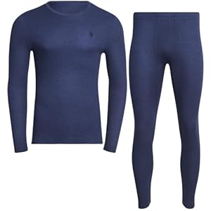 U.S. Polo Assn. Men’s Thermal Underwear Set – Base Layer Long Sleeve Waffle T-Shirt and Long John Pants