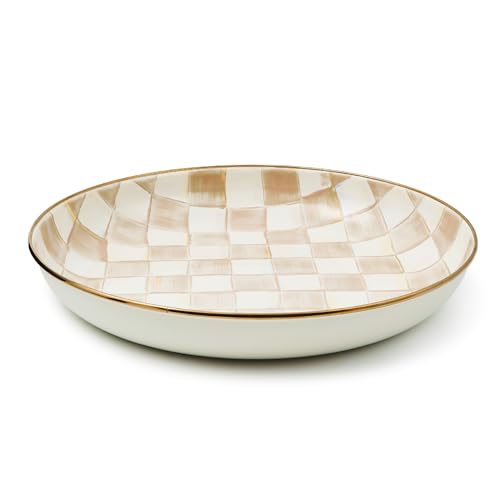MACKENZIE-CHILDS Enamel Abundant Bowl, Brown-and-White Mocha Check