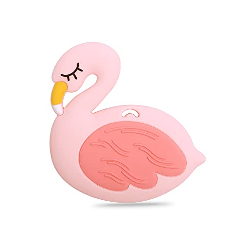 Image of Baby Silicone Teether,Sensory Chew Toys,BPA Free Soft and Effective Infant Teething Pain Relief Toys,Freezer Safe,Food Grade Silicone,Best Shower Gift for Boys and Girls (Flamingo)
