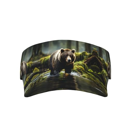 Photo de Brown Bear Pounce Casquette de protection solaire pour adulte Chapeau de sport Chapeaux de balle de coton Casquette de baseball vide pour homme et femme, noir, taille unique