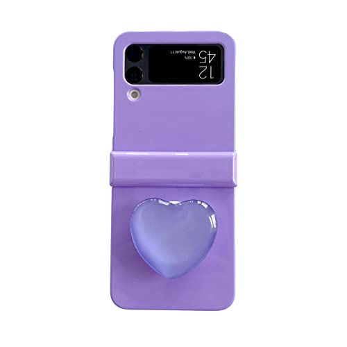 GO-VOLMON Pretty Girls Case for Galaxy Z Flip 4 with Lovely Kickstand, Purple Cute Case for Z Flip 4 Full Protection, Women Case Fashion Design for Z Flip 4 with hinge Protetcor