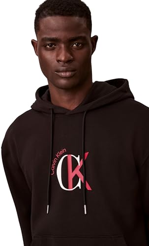 Calvin Klein Felpa con Cappuccio da Uomo LS EU 350TERRY Grafica LV04RE255G, Nero (Nero), M, Nero (Nero), M - Immagine 3