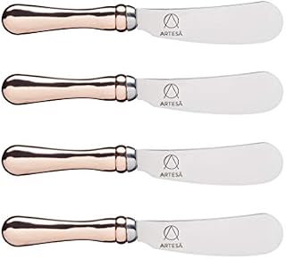 Artesà Butter Knife Set with Rose Gold-Effect Handles, Pack of 4, Knives for Spreading Cheese, Crackers, Butter, Ideal Dinner Party Gift, Stainless Steel, 12cm