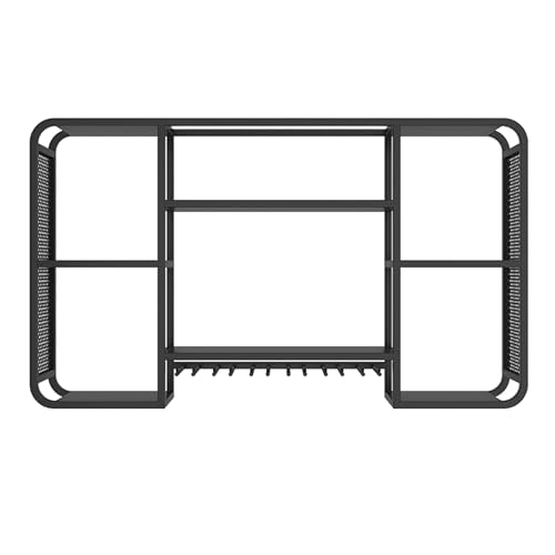 KCGCIHMS Estante de Pared para vinos con Luces LED y Soporte para Vasos, Estante Flotante para exhibición de Botellas de Licor para decoración del hogar y la Cocina.