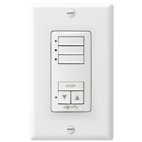 Somfy 1811071 DecoFlex WireFree RTS Wall Switch, 3 Channel, White Electric Window Shades Best Home Automation System