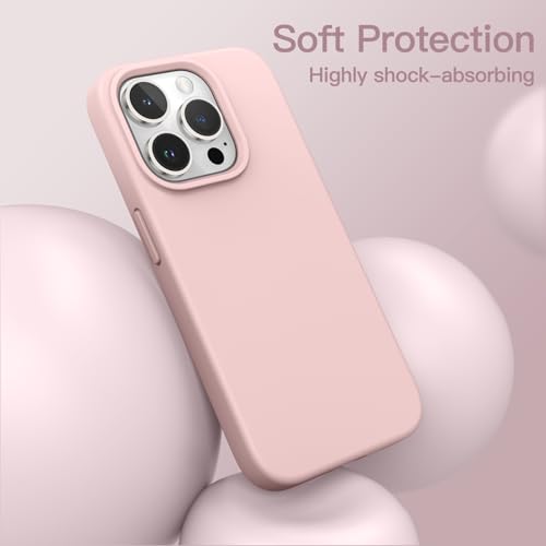 Image of JETech Silicone Cover Case for iPhone 15 Pro Max 6.7-Inch, Silky-Soft Touch Full-Body Protective Phone Case, Shockproof Cover (Pink)