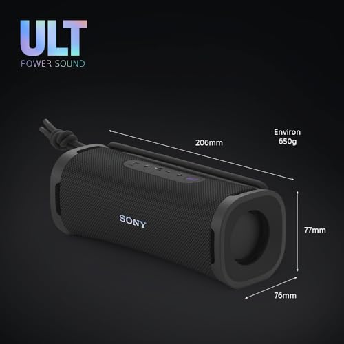Sony ULT Field 1 - Enceinte Portable sans Fil Bluetooth ULT Power Sound, Basses Profondes, IP67, étanche à l'eau/poussière et antichocs, Batterie 12h, Prise d'appel, extérieur, Voyage - Noir