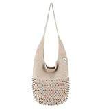 The Sak 120 Hobo Bag in Crochet - Large Women's Purse & Shoulder Bag for Everyday Travel - Durable Handbag With Back Zipper Pocket and Magnetic Snap Closure - Crochet/Brown Static