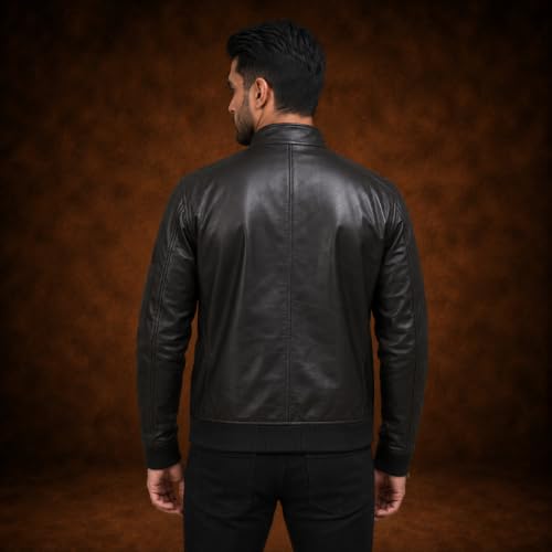 FINEHIDE Black Leather Bomber Jacket for Men - Image 6
