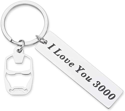 HOKIAMCN Llavero I Love You 3000 para novio, novia, regalo para papá, padre, madre, niña, inspirado en la película cómic, regalo para parejas, llavero para marido, esposa, hijo, hija, cumpleaños,