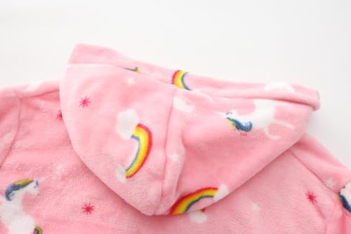 Image of Girls Fleece Robe Boys Hooded Bathrobe Soft Flannel Robe For Kids