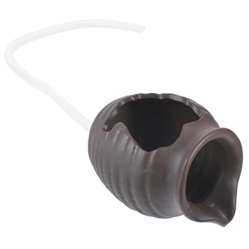 BATHVEVE Vaso Fontana in Ceramica a Cascata Piccolo Apertura Superiore Per Giardino Balcone e Arredamento Per Ufficio Decorazione Fontana Paesaggistica Circolante