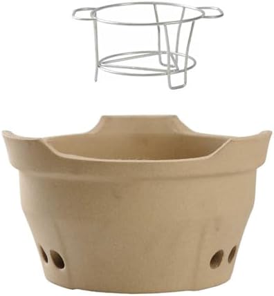 Portable Clay Grilling Stove, Mini Outdoor Charcoal Cooker, 21cm Pottery Barbecue with Metal Grill for Camping, Picnic and Tailgating (21cm/8.3in)