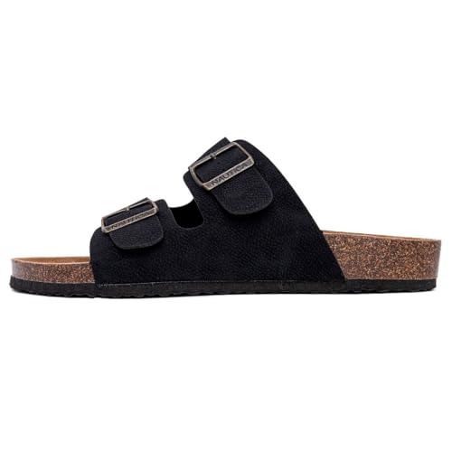 Image of Nautica Men's Sandals - Casual Slides with 2 Adjustable Buckle Straps and Cork Footbed for Ultimate Comfort and Style (Regular /Wide Width, Big Size)