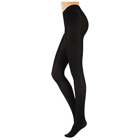 CALZITALY Leotardos De Lana Para Mujer, Medias De Cashmere, 150 Den, Negro Cover
