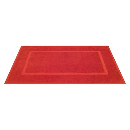 Image of Cotton Paradise 100% Cotton Turkish Bathmat Set, Soft Absorbent Quick Dry, 2 Piece 20x34 Bathmat Floor Set, Red