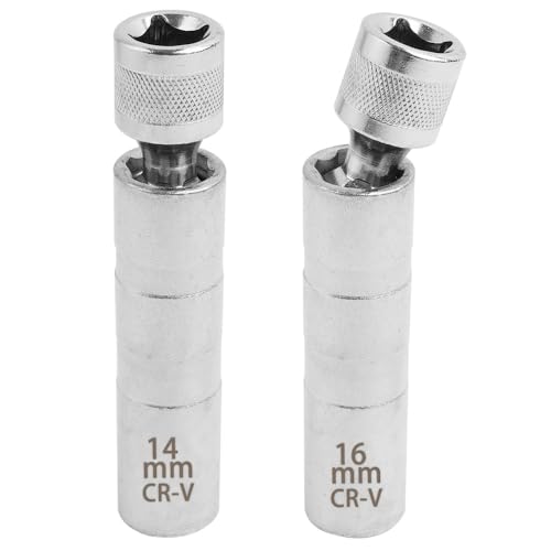 SopwMap 2 Pièces Clé à Bougie Magnétique, 16mm/14mm, Extracteur de Douille pour Bougie d'Allumage, Clé à Douille Flexible 3/8