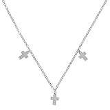 cruces de plata con piedras Perfecto como regalo Córdoba Jewels  Gargantilla en Plata de Ley 925 con diseño Trio Cruces Silver