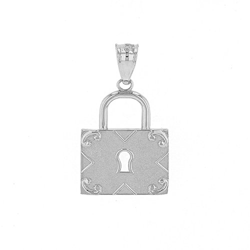 Swirl Square Padlock Charm Pendant