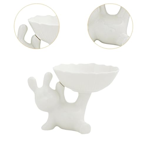 Statue de lapin avec plateau en céramique argent coupelle de rangement - 7