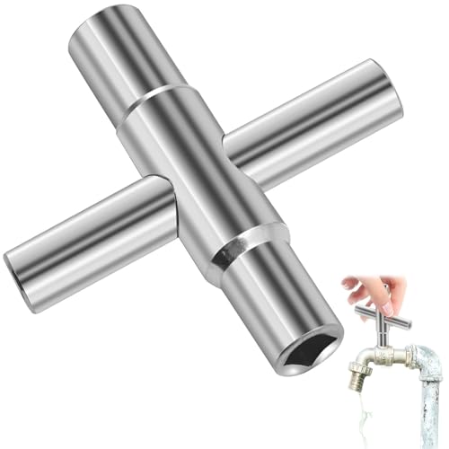 AONAYO Vierkantsleutel, 4-weg kraansleutel, binnenmaat 6,5 mm/7 mm/8 mm/9 mm, weg vierkante sleutel, badkamer voor kranen, ventielen, schakelkasten, boxkasten, elektrische kast, gaskast