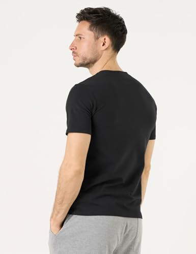 LAPASA Mens Cotton T-Shirt 3 Pack Stretch Solid Plain Short Sleeve Tag-Free Crew & V Neck Regular-Fit Soft M05/M063