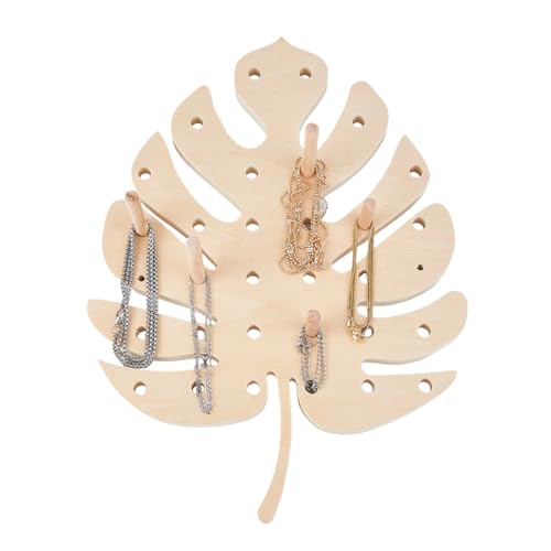 SUPERFINDINGS Holz Pegboard 1PC Holz Pegboard Display Ständer Mit 12PCS Holzdübelstäben Blattförmiger Pegboard Ständer Für Schmuck Vielseitiger Holz Pegboard Organisator 30x22cm