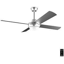 Ventilador Techo Verano Invierno Cecotec Ventilador de Techo con Mando a Distancia, Temporizador y Luz LED EnergySilence Aero 570. 60 W, 132 cm de Diámetro, 4 Aspas, 3 Velocidades, Función invierno, Diseño en Acero