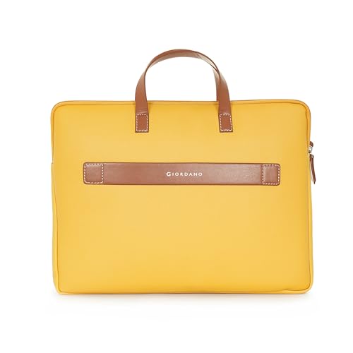 Image of Giordano Unisex 15 Inch Laptop Sleeve PU Bag for Professionals | Premium Leatherette | Water-Resistant & Padded Slim-Fit with Trolley Strap for Men & Women