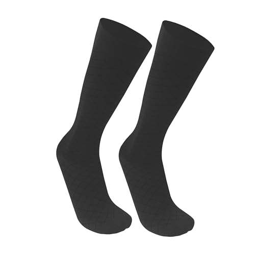 Image of Truform Pattern Compression Socks, 8-15 mmHg, Men & Women's Diamond Knit Dress Socks, Knee High Over Calf Length, Charcoal, Medium